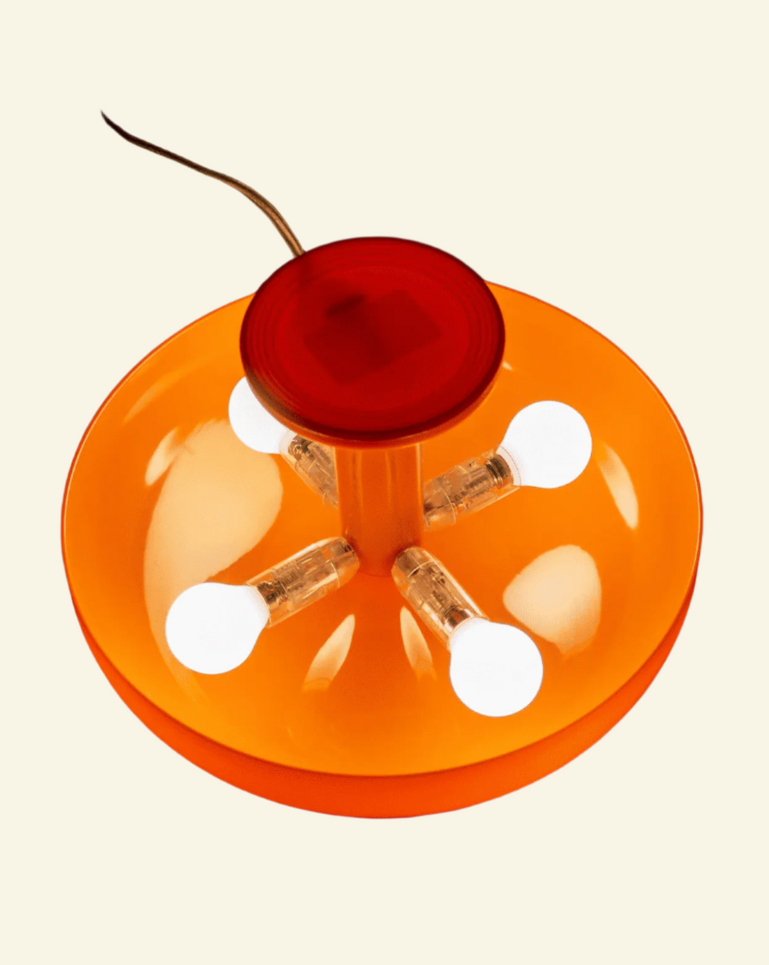 Nesso replica table lamp in bold orange, mushroom-shaped design inspired by Artemide, retro-style lighting for modern interiors.