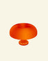 Nesso replica table lamp in bold orange, mushroom-shaped design inspired by Artemide, retro-style lighting for modern interiors.
