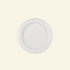 Round chunky thick ceramic plate in white  on a beige background