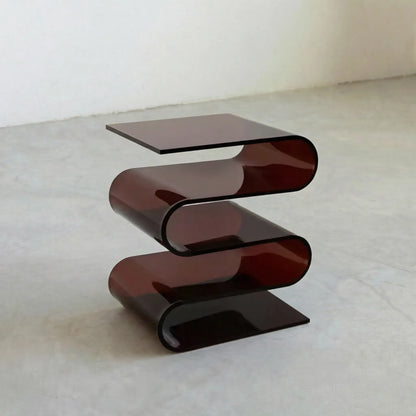 Acrylic S Shaped Side Table side table with a wavy design on a white background