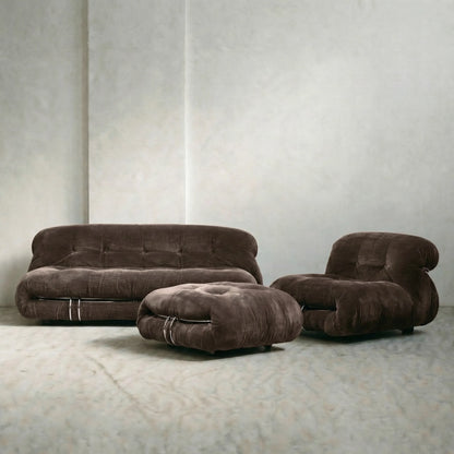 soriana sofa 2-seater dupe in chestnut corduroy side view in studio