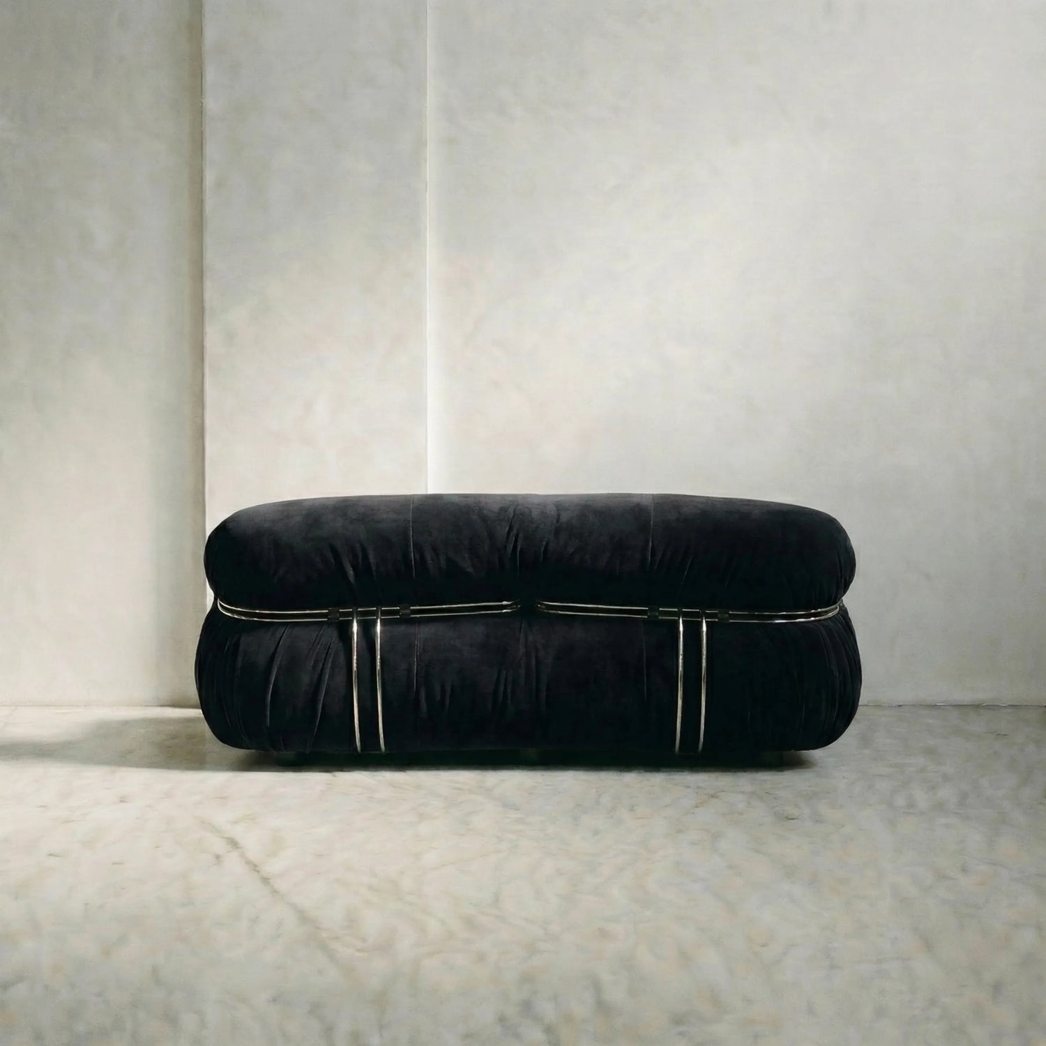 soriana sofa 2-seater dupe in black flannel angled view in studio