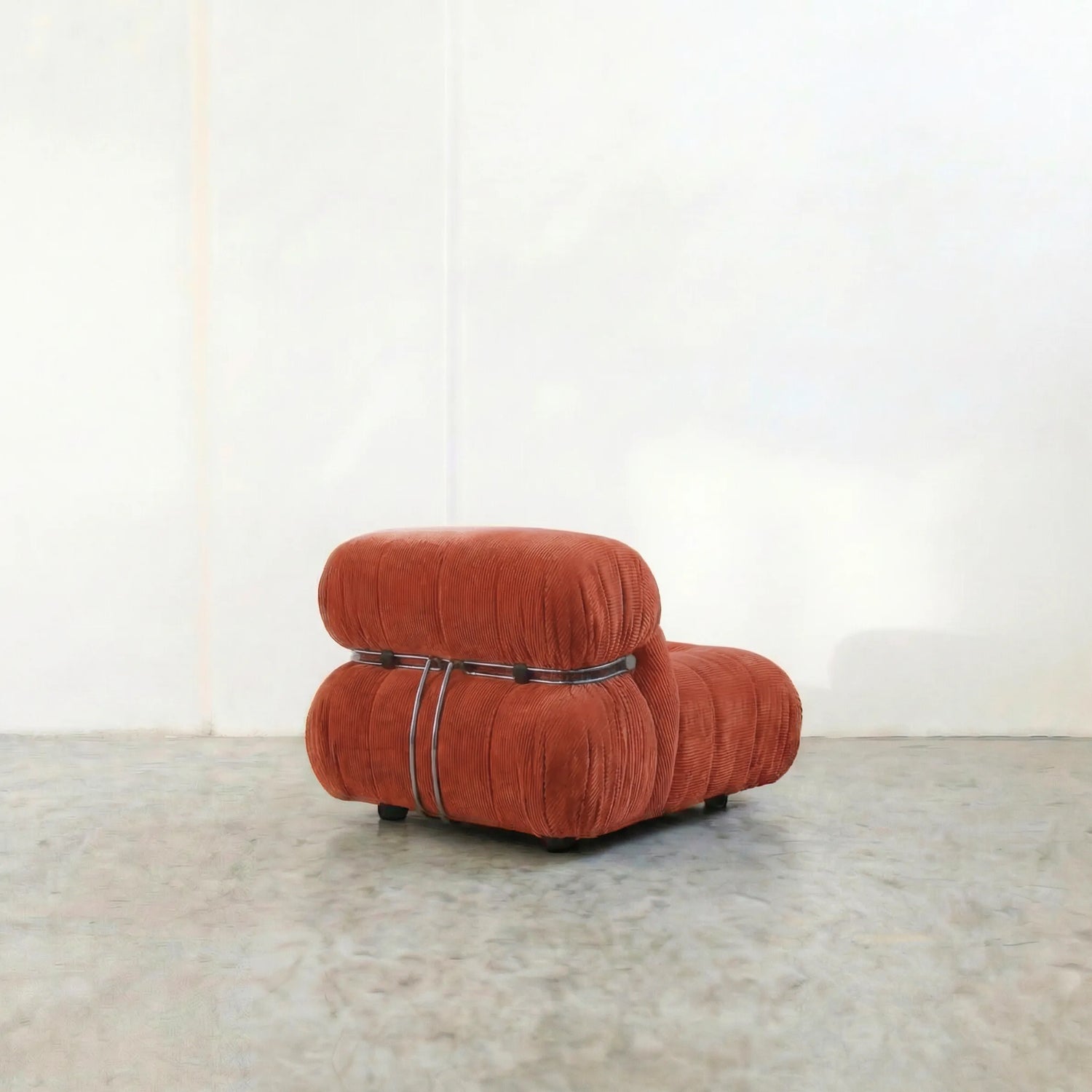 soriana chair dupe in terracotta corduroy close-up of textured upholstery