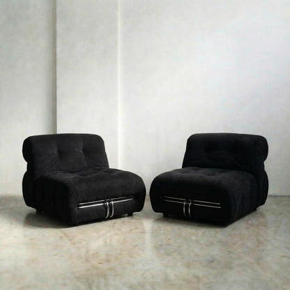 soriana chair dupe in black flannel close-up of textured upholstery