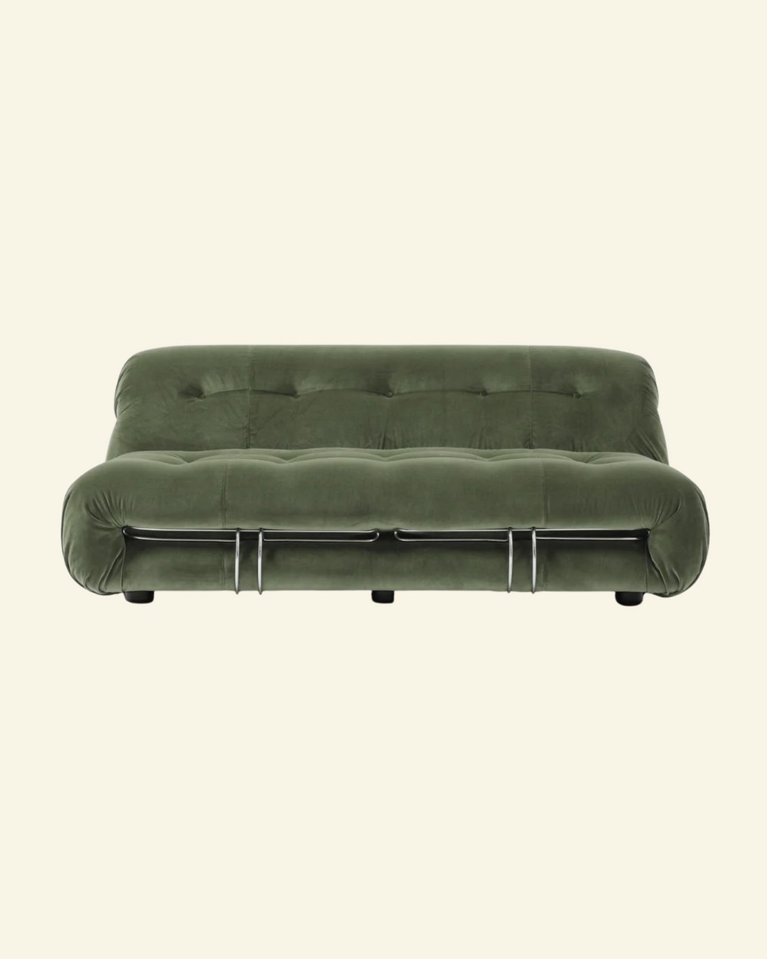 Green Soriana sofa 2-seater dupe bed on a beige background