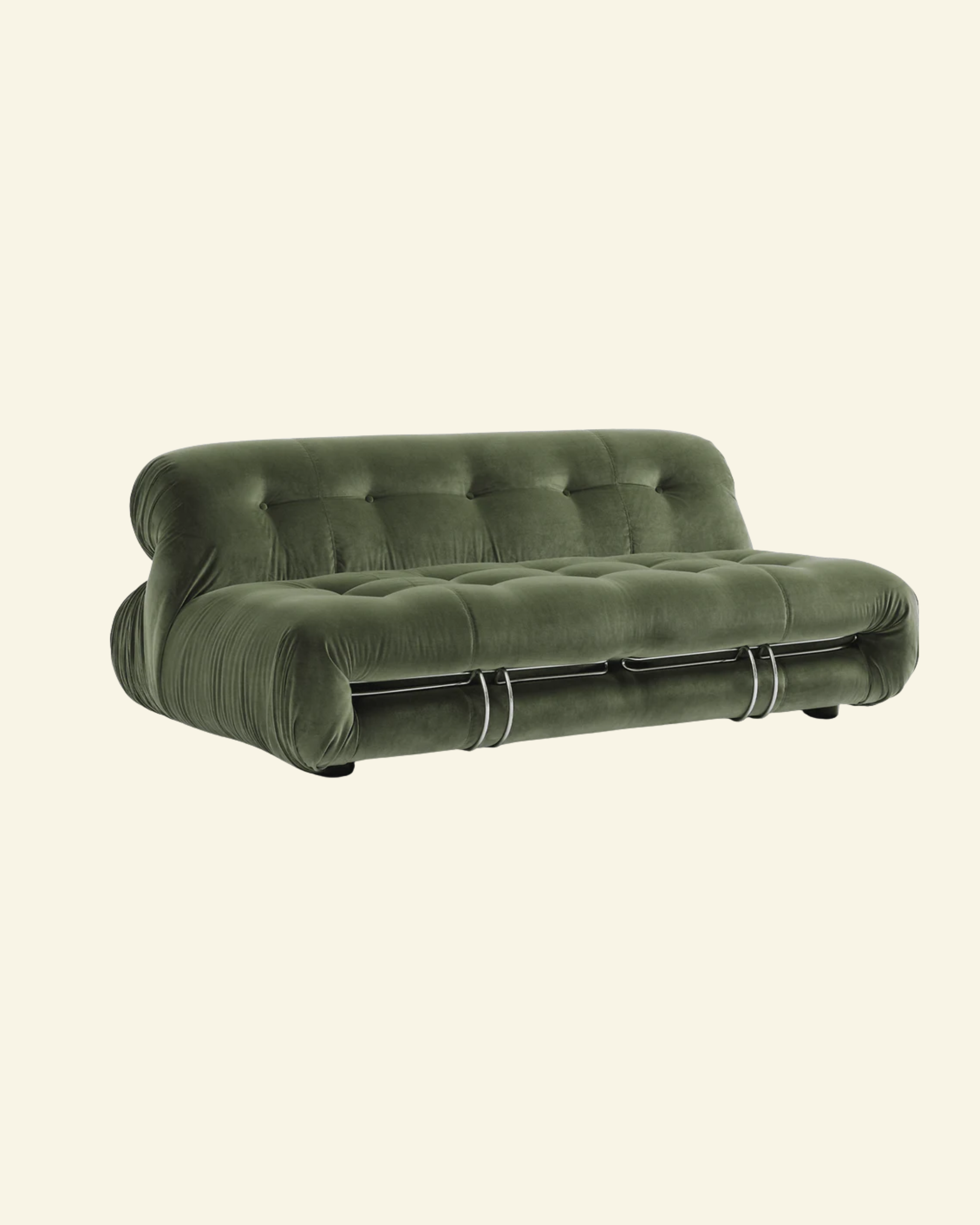 Green soriana sofa 2-seater on a beige background