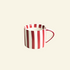 Red and white striped Artisan Ceramic Mug on a beige background