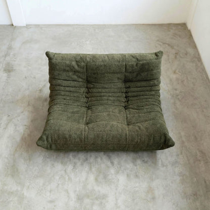Togo 2-seater Sofa dupe in dark green bouclé with Togo silhouette designed by michael ducaroy for ligne roset – custom-made by vibehaus