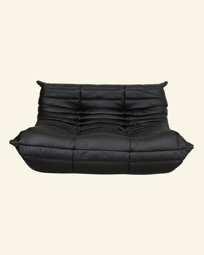  Togo black leather 2-seater dupe  on a beige background