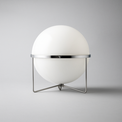 Modern ball table lamp inspired by Garrault, iron and acrylic design with included E27 screw-in bulb.