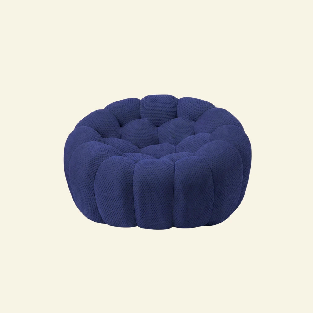 blue bubble chair dupe on beige background