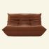 Brown leather 2-seater dupe on a beige background