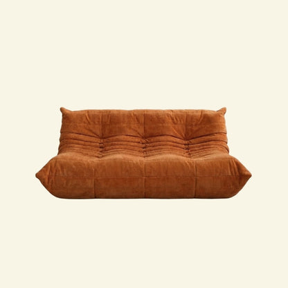 Bruma sofa 3-seater in orange corduroy by vibehaus on beige background