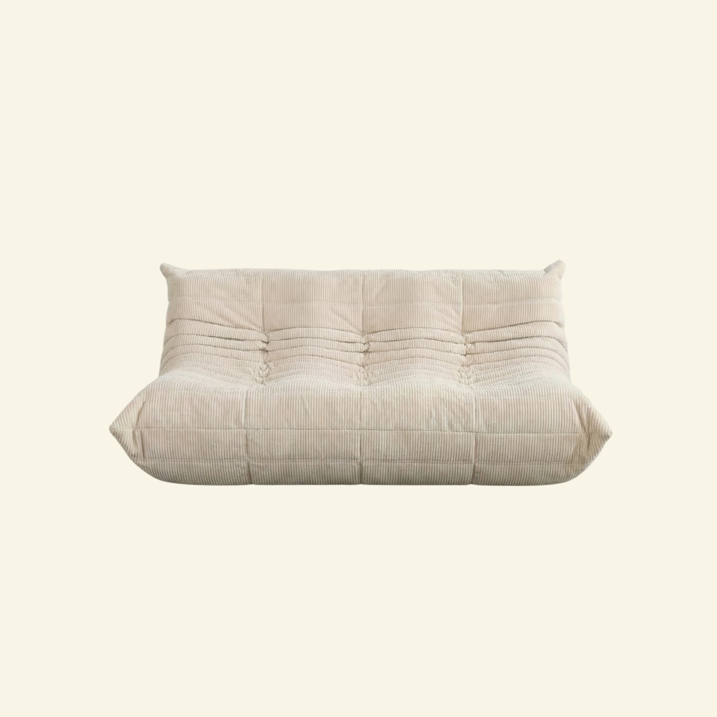 Bruma sofa 3-seater in cream corduroy by vibehaus on beige background