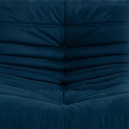 Close-up of the dark blue velvet suede upholstery Bruma fireside chair lounger – soft, dirt-resistant fabric with luxurious texture