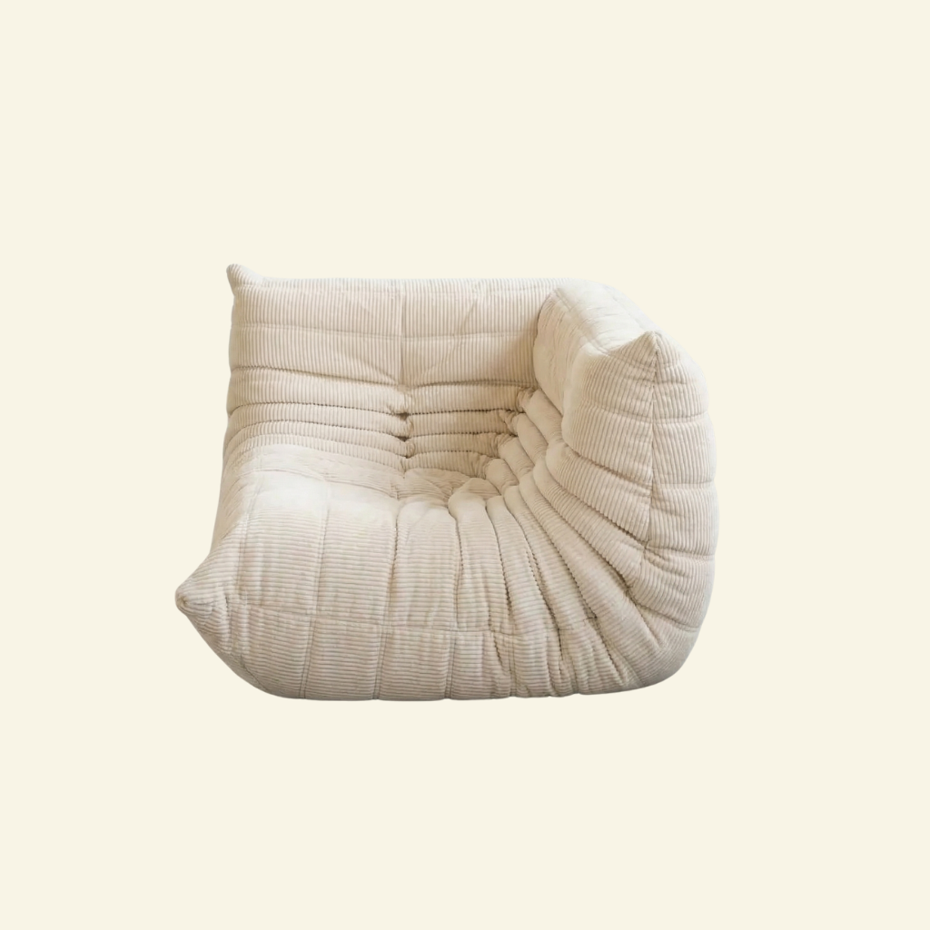 Bruma Sofa Corner in cream corduroy on a beige background
