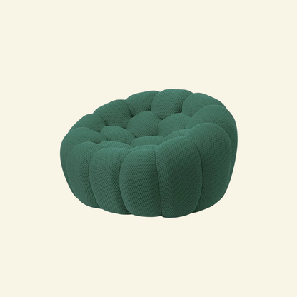 Bubble Sofa alternative inspired by Sacha Lakic – plush, rounded armchair design in green 3D-knit by Vibehaus