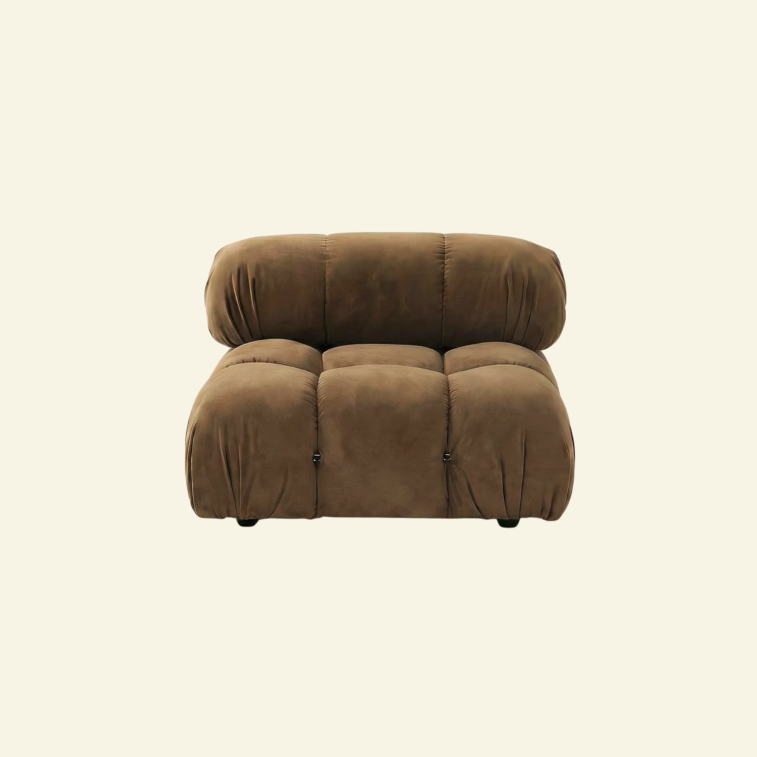 Camaleonda dupe - brown velvet armless section on beige background