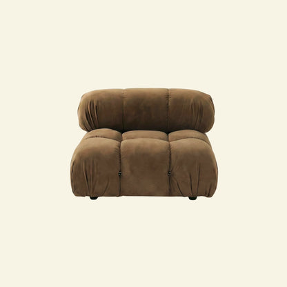 Camaleonda dupe - brown velvet armless section on beige background