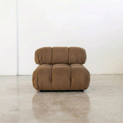 Brown camaleonda dupe on a concrete floor with a white wall background