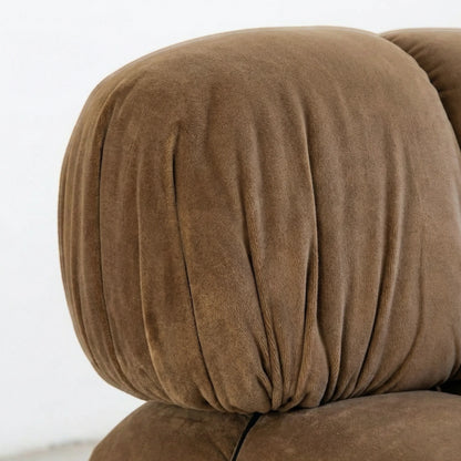 Close-up of a Brown camaleonda dupe on a concrete floor with a white wall background