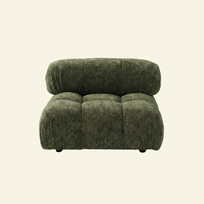 Camaleonda dupe - green chenille armless section on beige background