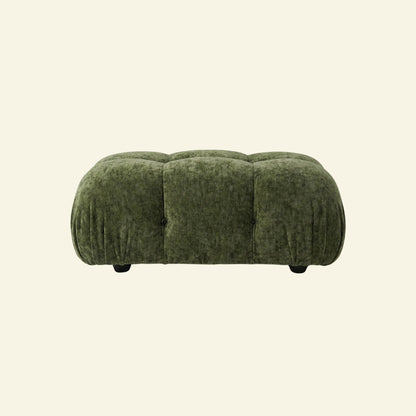 Camaleonda ottoman dupe in green chenille on beige background