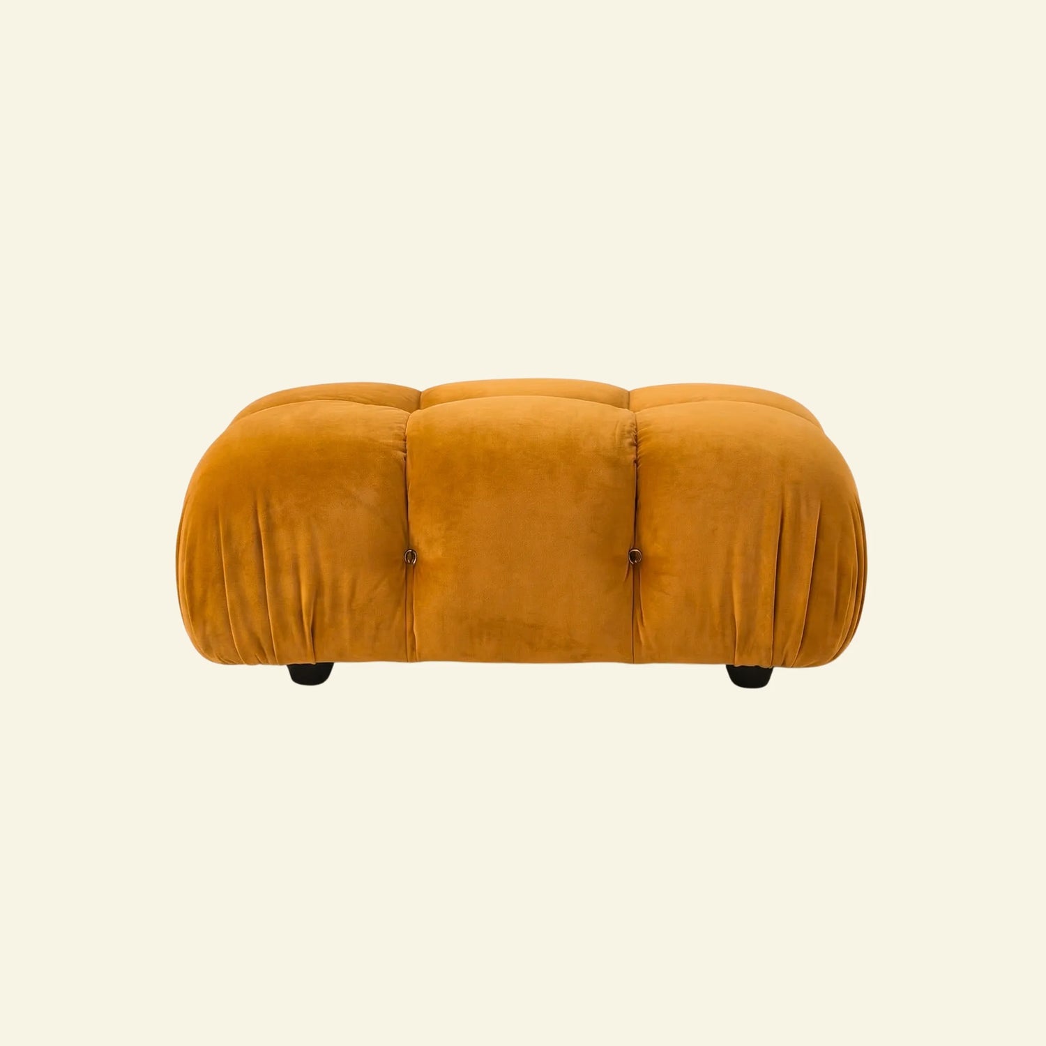 Camaleonda ottoman dupe in mustard on beige background