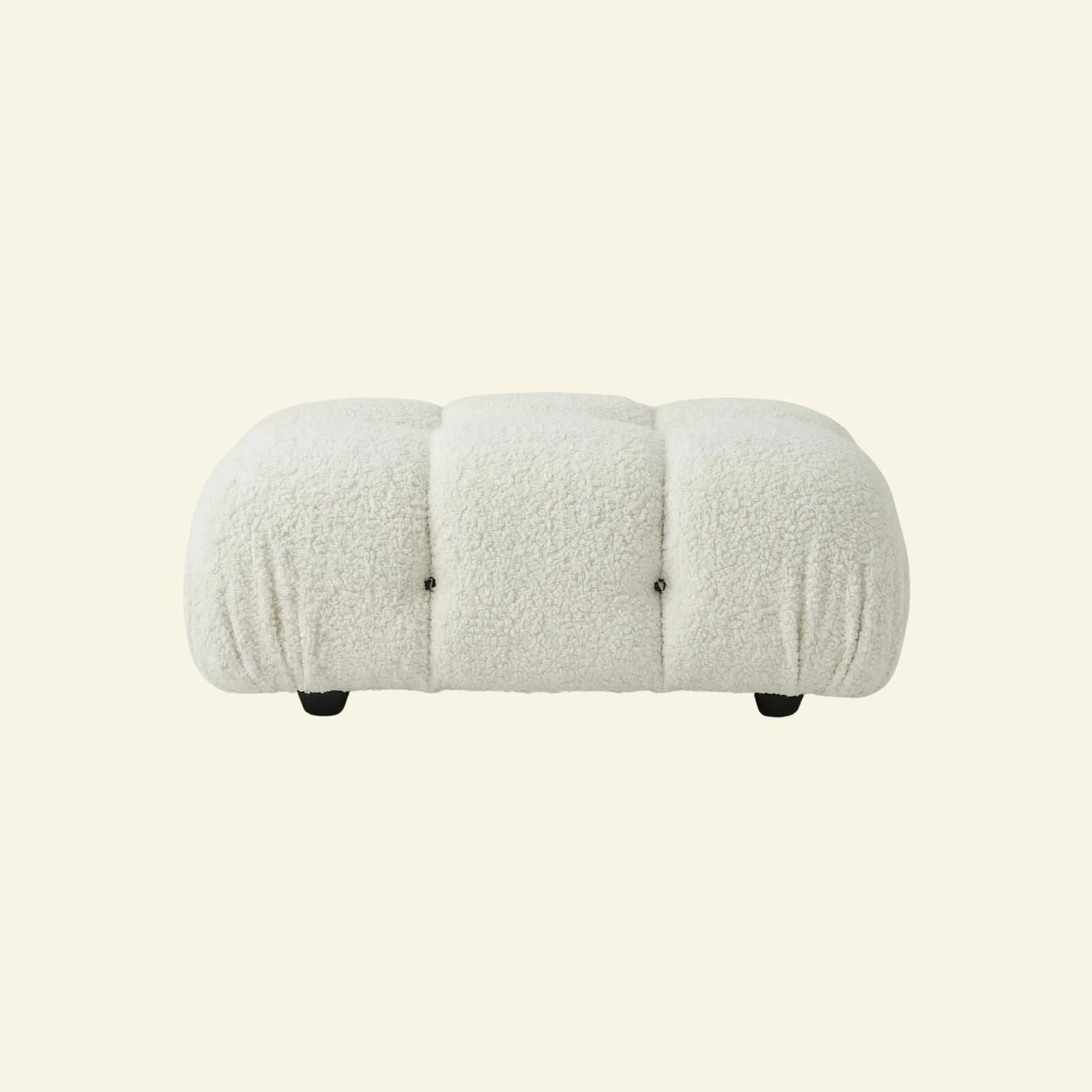 Camaleonda ottoman dupe in white boucle on beige background