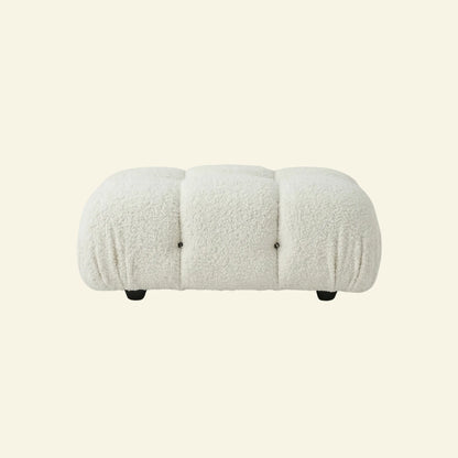 Camaleonda ottoman dupe in white boucle on beige background