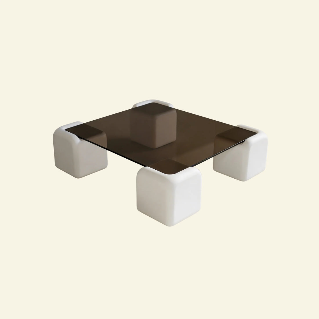 Elio Low Glass Coffee Table, a square glass coffee table with a low profile for modern lounge spaces, primary view