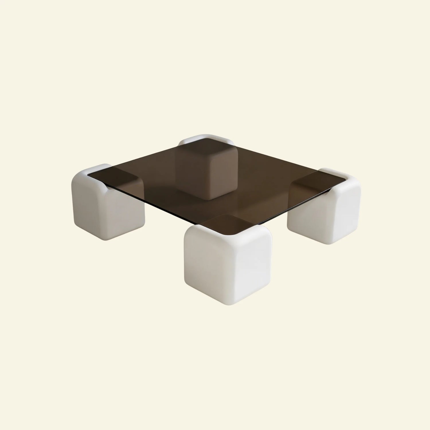 Elio Low Glass Coffee Table, a square glass coffee table with a low profile for modern lounge spaces, primary view
