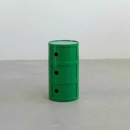Rond modulair opbergmeubel in groen.