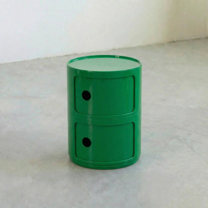 Rond modulair opbergmeubel in groen.