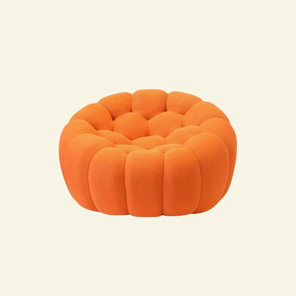 Bubble chair dupe in orange on beige background