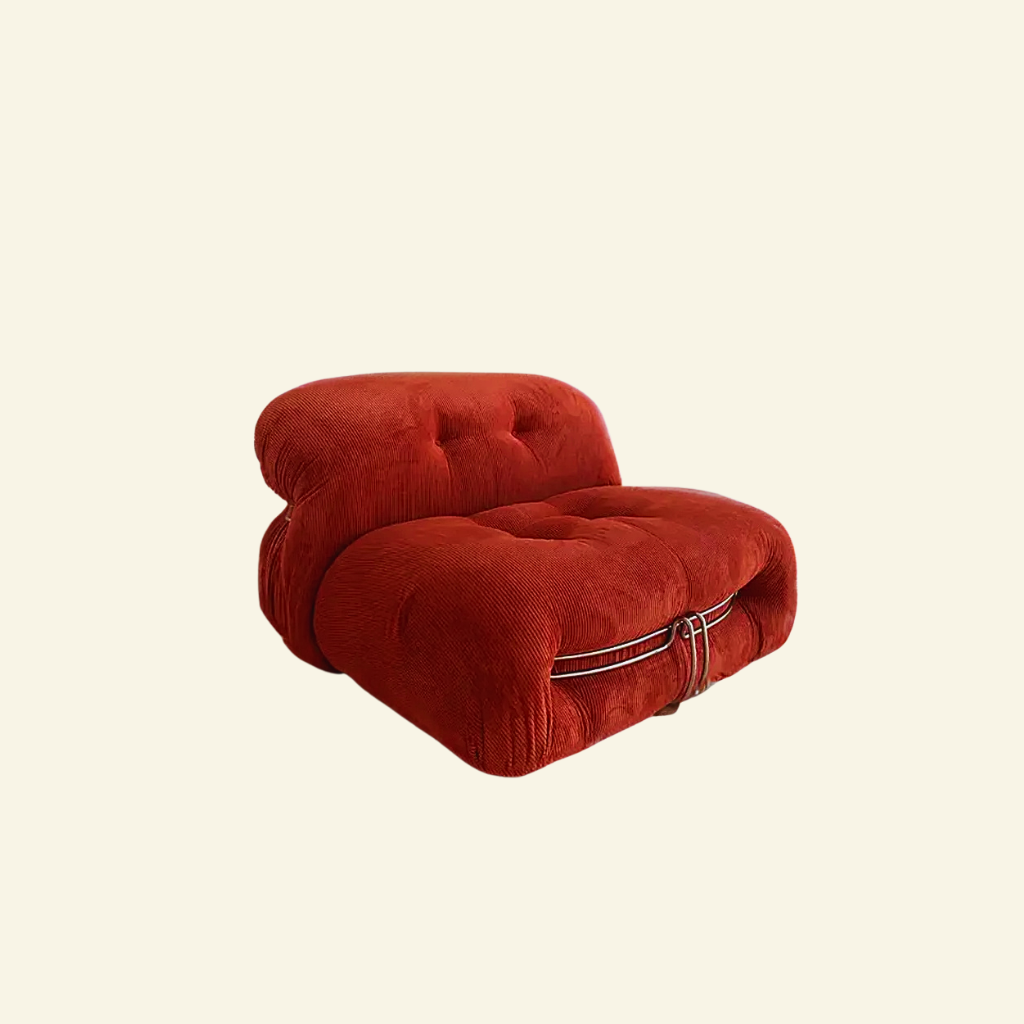 Red soriana armchair replica on a beige background