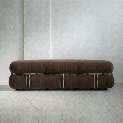 soriana sofa 3-seater dupe in brown corduroy angled view in studio