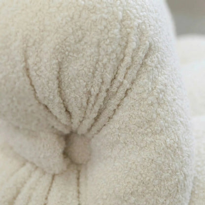 Close-up of Soriana Chair Dupe in white boucle