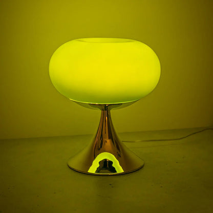 Modern lollipop lamp space age design with rounded glass shade and chrome base.
