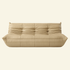 Togo-inspired 3-seater sofa replica in beige leather, full front view with deep seat and pleated folds – Vibehaus.