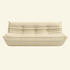 Togo-inspired 3-seater sofa replica in cream leather, full front view with deep seat and pleated folds – Vibehaus.