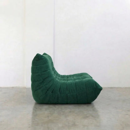 Togo 2-seater Sofa dupe in dark green corduroy with Togo silhouette designed by michael ducaroy for ligne roset – custom-made by vibehaus