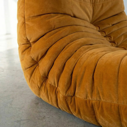 Close up of the velvet suede fabric of the togo chair alternative by vibehaus
