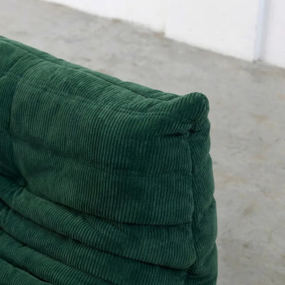 Close up of the Togo Sofa Corner Dupe in green corduroy