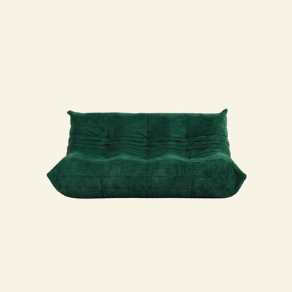 Togo sofa 3-seater dupe in dark green corduroy by vibehaus on beige background 