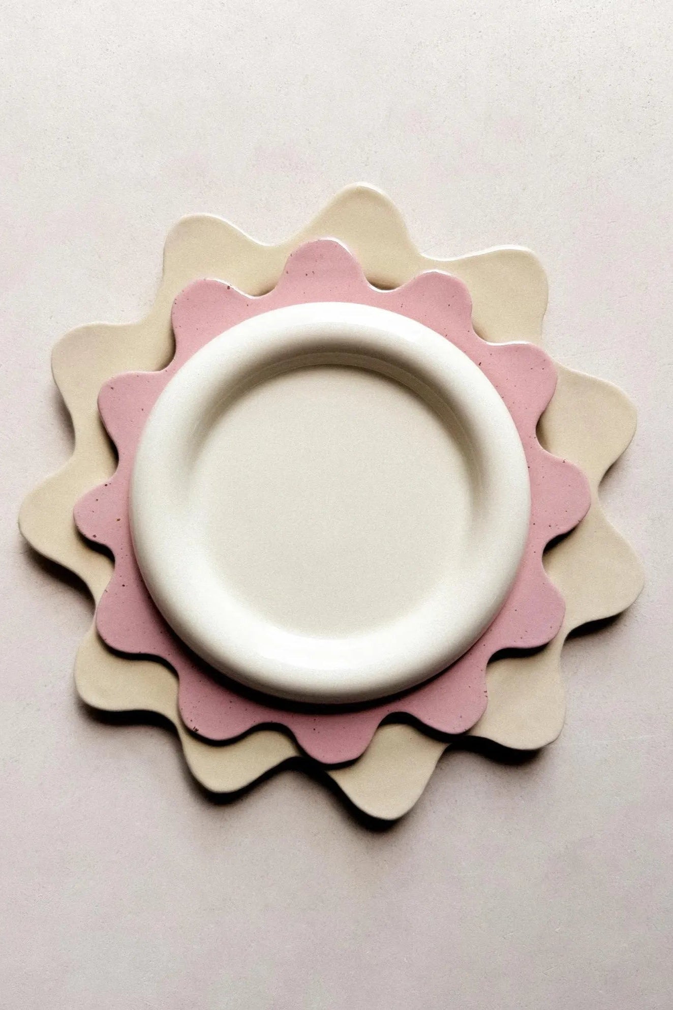 Viral chunky plate white dupe styled on a white backdrop